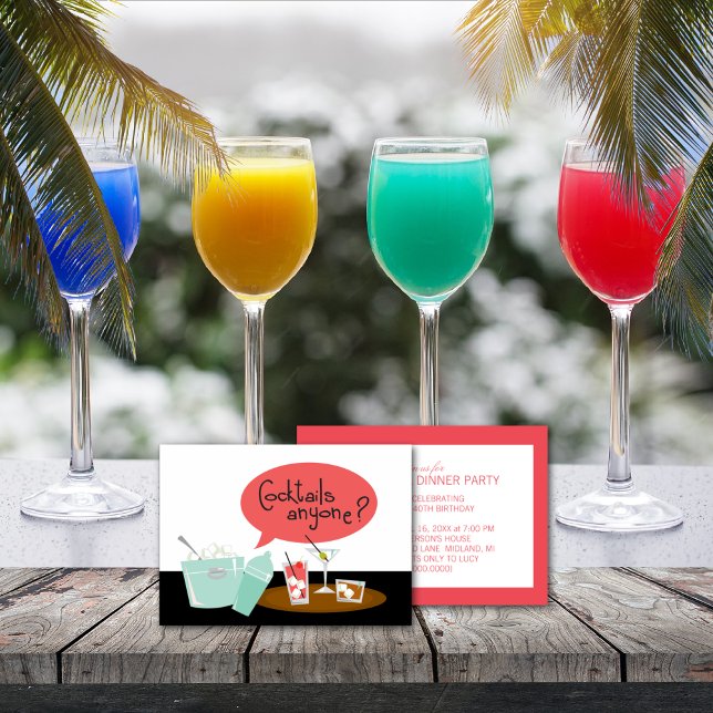 Convites de festas Retro Cocktail (Criador carregado)