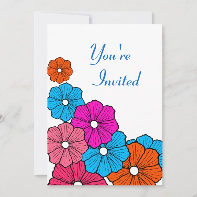 Convites de festas Retro Havaianos Hawaii Luau (Frente)