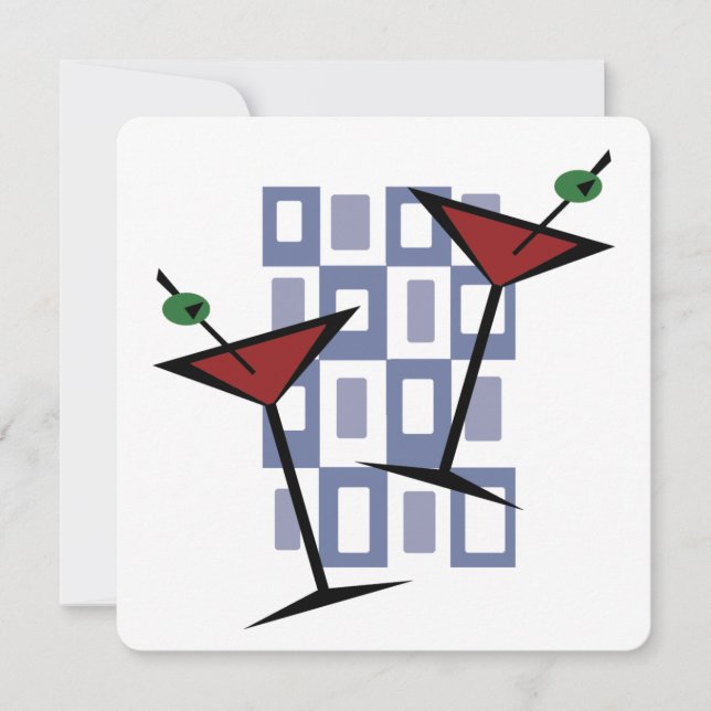 Convites de festas Retro Martini (Frente)