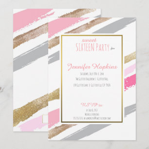 Convites de festas riscados cor-de-rosa, Dourados 