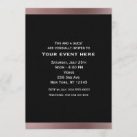 Convites de festas rosa-mae preto e Rosa Dourado