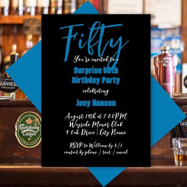 Convites de festas Surpresa Pretas Para Caras (Criador carregado)