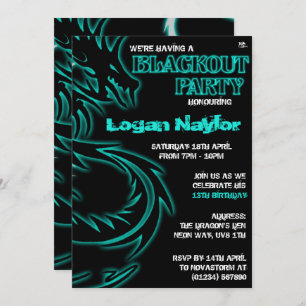 Convites de festas UV Dragon Blackout