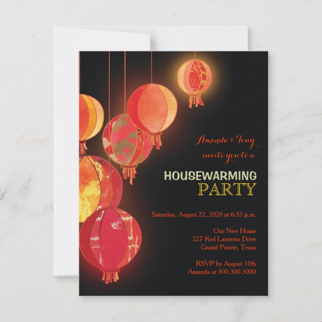 Convites de festas vermelhos do Housewarming das (Frente)