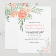 Convites de Flores Aquarela Verde Pálido com Pêsse