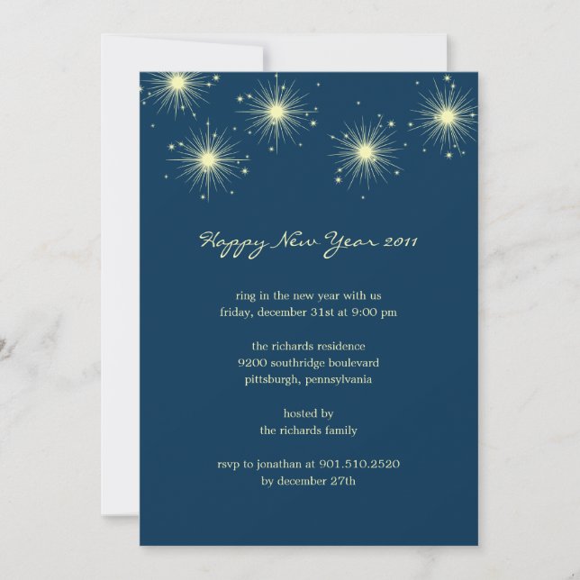 Convites de fogos de artifício de Ano Novo (Frente)