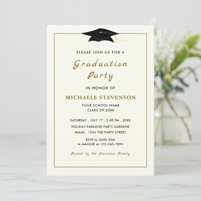 Convites de Formando Personalizado Simples com Bon (Em pé/Frente)