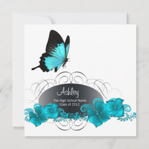 Convites de Formatura com Borboleta Azul-esverdead