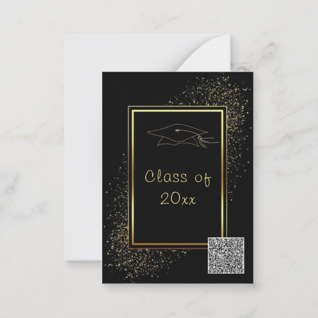 Convites de Formatura com Código QR Design Preto D (Verso)