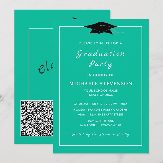 Convites de Formatura com Código QR Escolha as Cor (Frente/Verso)