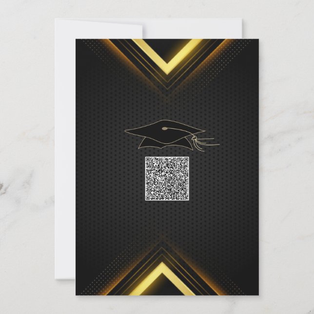 Convites de Formatura com Código QR Exemplo Ouro P (Verso)