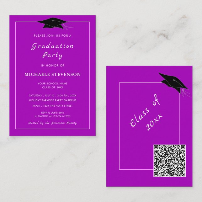 Convites de Formatura com Código QR Exemplo Suas C (Frente/Verso)