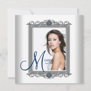 Convites de Formatura com Foto Azul Turquesa