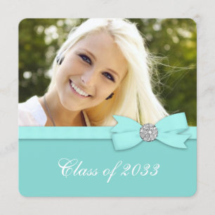 Convites de Formatura com Foto Azul Verde