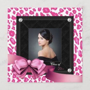 Convites de Formatura com Foto de Leopardo Rosa Vi