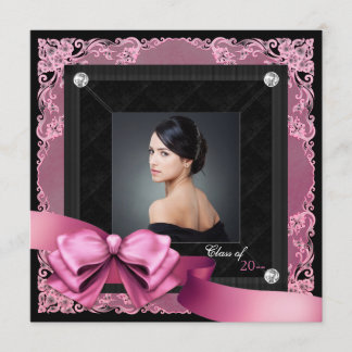 Convites de Formatura com Foto Rosa e Preto