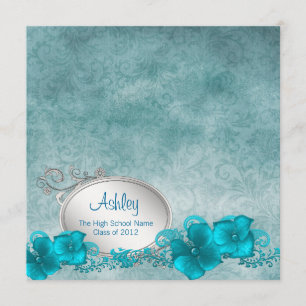 Convites de Formatura em Damasco Azul Teal para Me