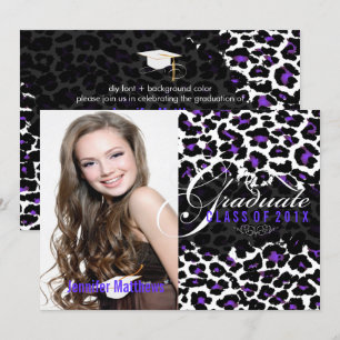 Convites de Formatura Estampa de Leopardo Roxo Pix