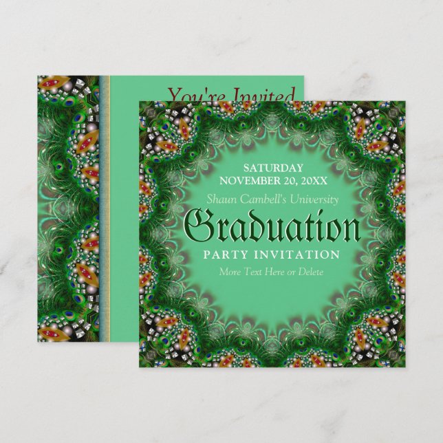 Convites de Formatura Magic Garden Green Lace (Frente/Verso)