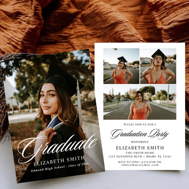 Convites de Formatura Minimalistas com 4 Fotos (Criador carregado)