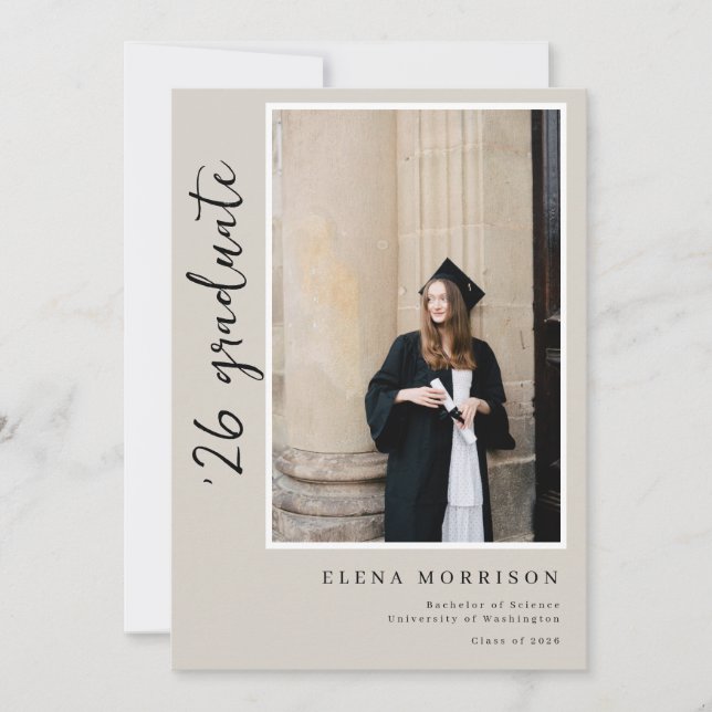 Convites de Formatura Neutros com 4 Fotos e Letra  (Frente)