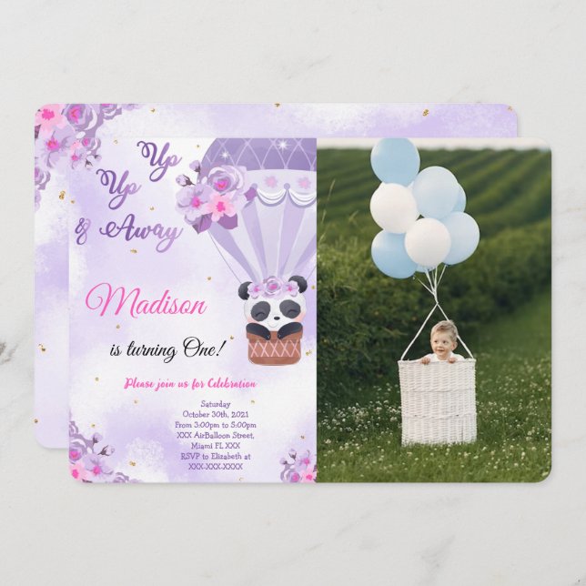 Convites de Foto Balão de Ar (Frente/Verso)