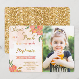 Convites de Foto de Aniversário com Pêssego