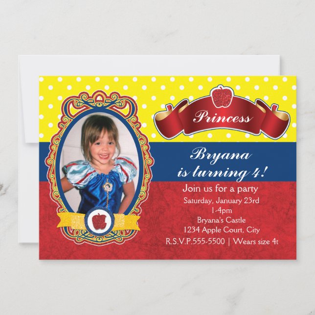 Convites de Foto de Aniversário da Princesa Maçã (Frente)