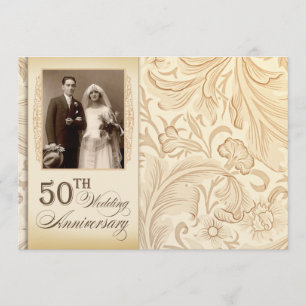 convites de foto de aniversário de 50 anos românti