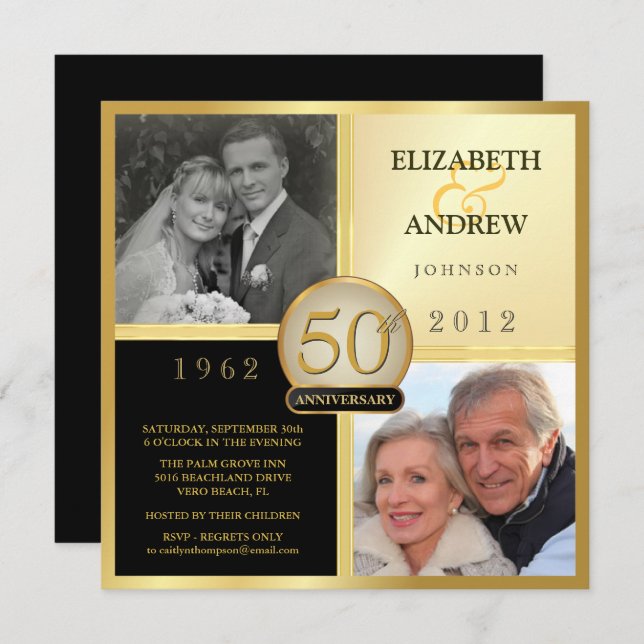 Convites de Foto de Aniversário de Casamento Então (Frente/Verso)