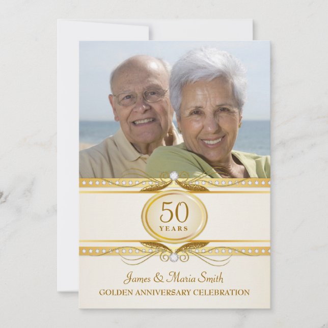 Convites de Foto de Bodas de Ouro 50 Anos (Frente)