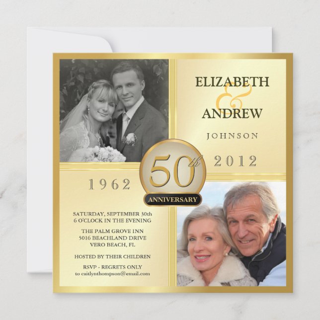 Convites de Foto de Bodas de Ouro 50 Anos (Frente)