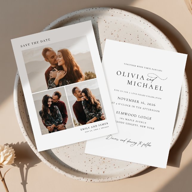 Convites de Foto de Casamento Boho com Roteiro Rom (Criador carregado)