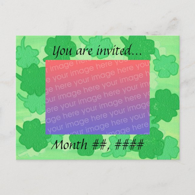 Convites de Foto de Casamento com Trevos Verdes Po (Frente)