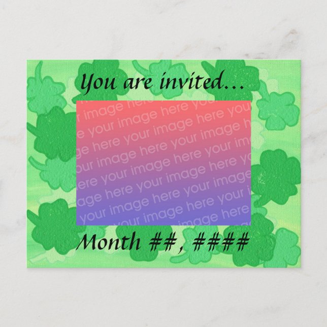 Convites de Foto de Casamento Green Shamrocks Cart (Frente)