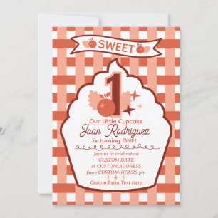 Convites de Foto Gingham para Primeiro Aniversário