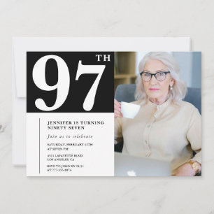 Convites de Foto Preto e Branco para 97º Aniversár