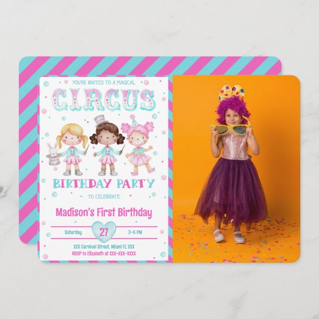 Convites de Fotografia de Aniversário do Carnaval (Frente/Verso)