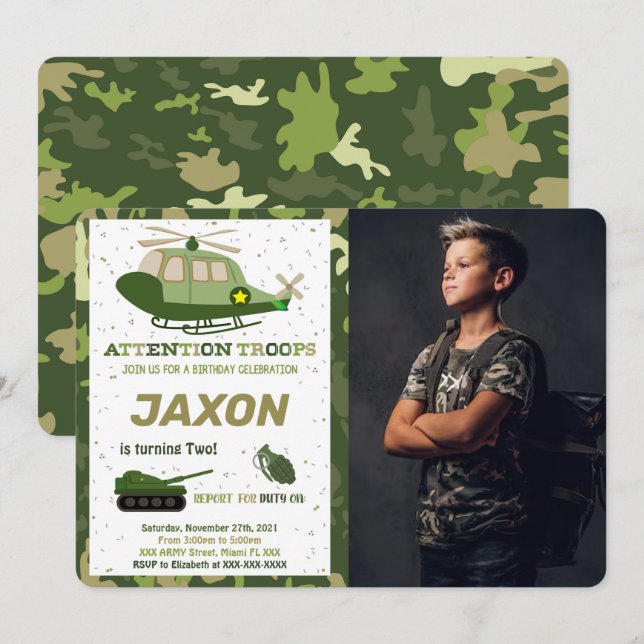 Convites de Fotos do Exército (Frente/Verso)