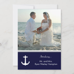 Convites de Fotos Pós-Casamento Náuticos Azul-Mari