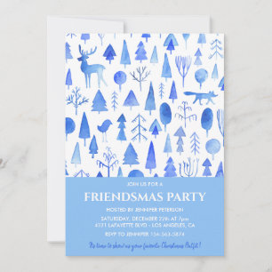Convites de Friendsmas Árvores de aquarela lindas