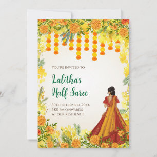 Convites de função Digital Half Saree