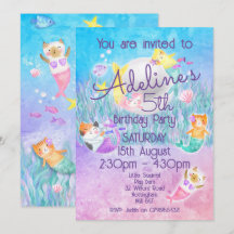 Convites de Gata Sereia Mágica