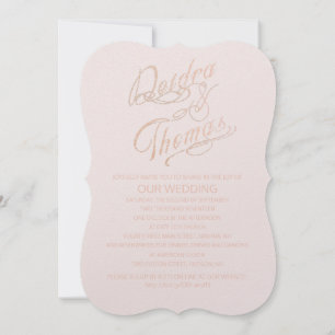 Convites De Gema Com Rosa Dourado Faux Glitter