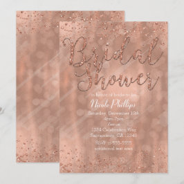 Convites de Glamour Rosa Dourado para Chá de Noiva