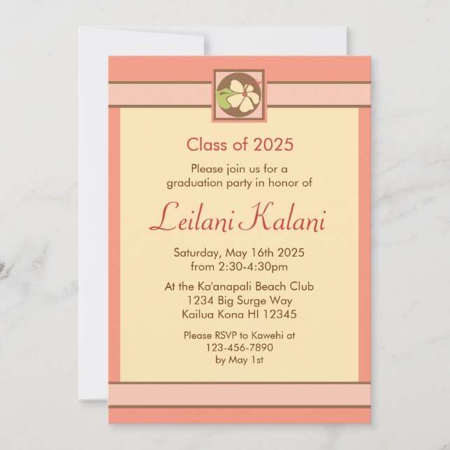 Convites de graduação de hibisco rosa-rosa persona (Frente)
