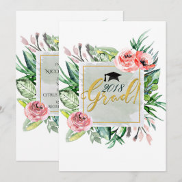 Convites de Graduação Florais Modernos Elegantes