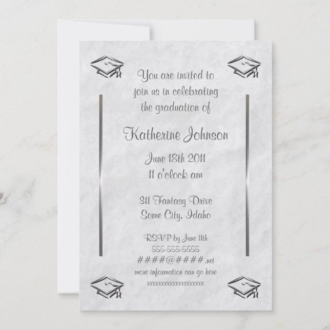 Convites de graduação personalizáveis de Na moda (Verso)