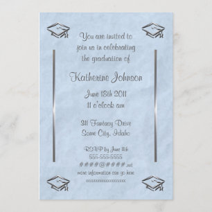 Convites de Graduação Personalizáveis Na moda Azul