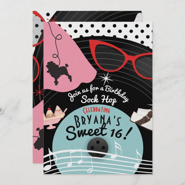 Convites de Grupo de Tema de Registro do 50 1950 (Frente/Verso)